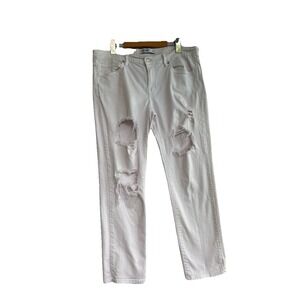 Just Black Women's White Size 31 Denim Jeans Distressed Relaxed Fit Medium Rise